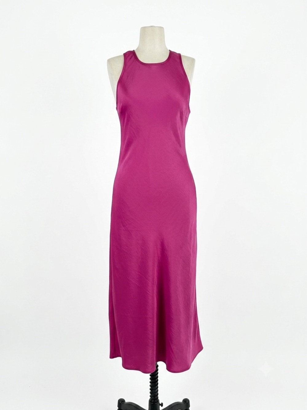 House of Harlow 1960 magenta textured satin midi slip dress.
